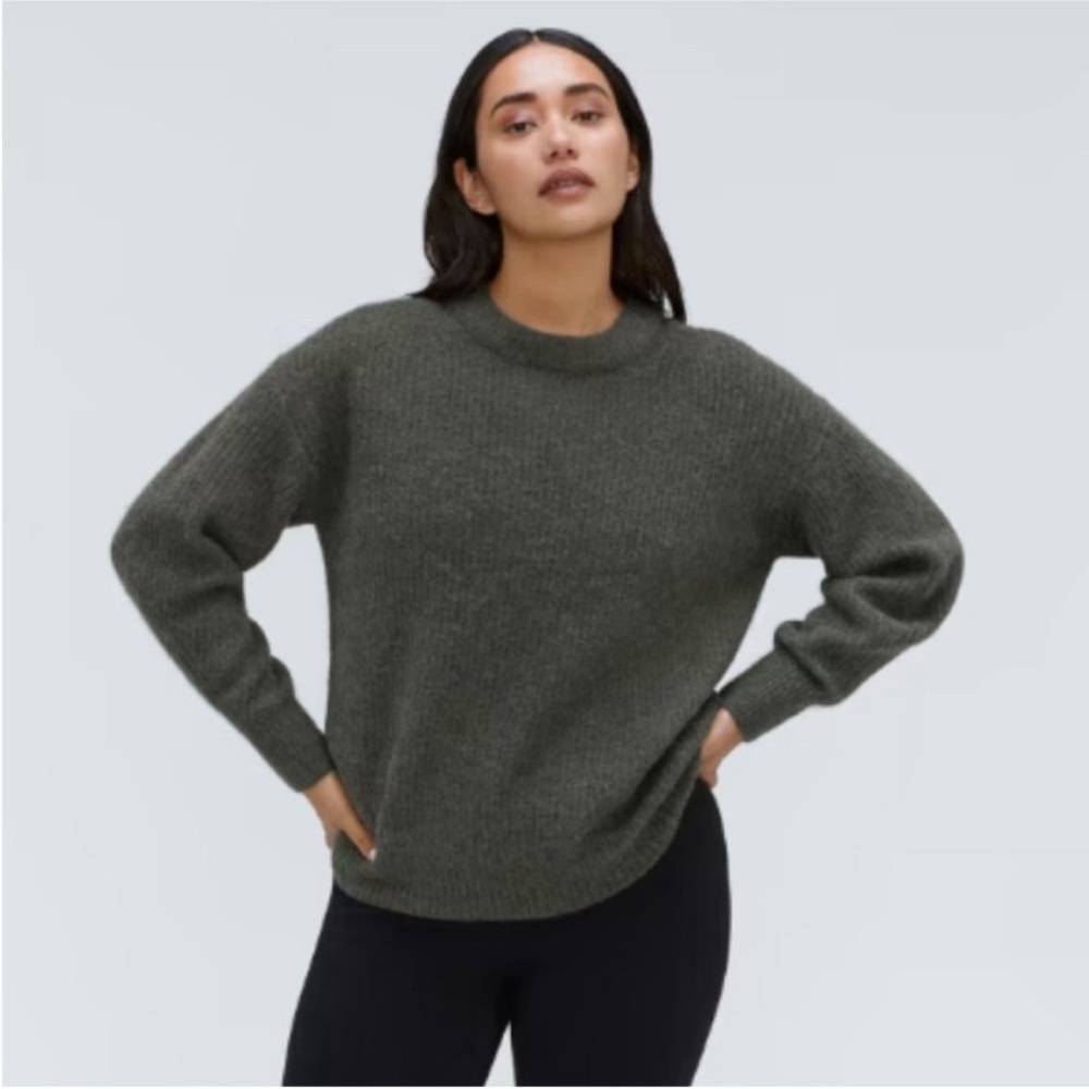NEW Everlane Alpaca Crew Neck Sweater Kambaba Green XS